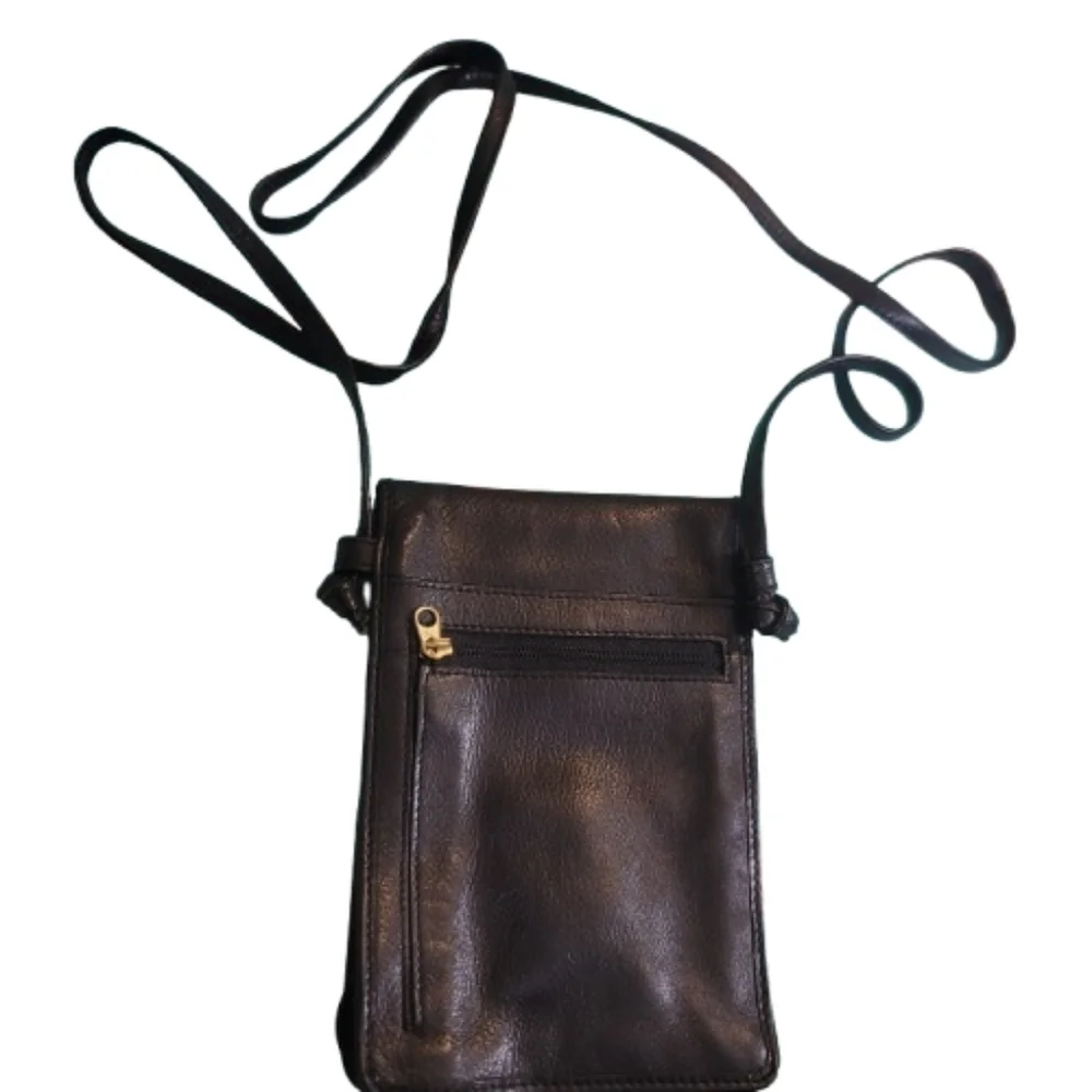 Crossbody Bag Black Leather Small Like Wristlet Unisex